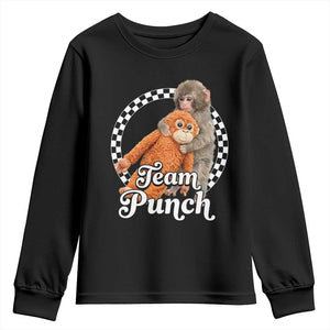 Punch Mokey Youth Sweatshirt Baby Monkey And Plush Toy Viral Trend TS14 Black Print Your Wear