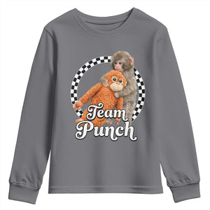 Punch Mokey Youth Sweatshirt Baby Monkey And Plush Toy Viral Trend TS14 Charcoal Print Your Wear