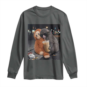 Punch Mokey Long Sleeve Shirt Funny Drinking Diet Coke Sunglasses Street Meme TS14 Dark Heather Print Your Wear