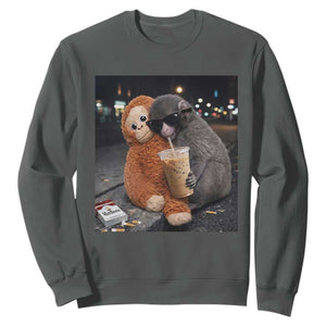 Punch Mokey Sweatshirt Funny Drinking Diet Coke Sunglasses Street Meme TS14 Dark Heather Print Your Wear