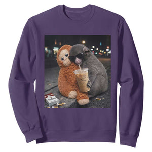 Punch Mokey Sweatshirt Funny Drinking Diet Coke Sunglasses Street Meme TS14 Purple Print Your Wear