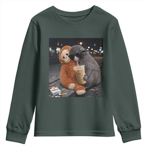 Punch Mokey Youth Sweatshirt Funny Drinking Diet Coke Sunglasses Street Meme TS14 Dark Forest Green Print Your Wear