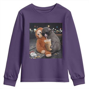 Punch Mokey Youth Sweatshirt Funny Drinking Diet Coke Sunglasses Street Meme TS14 Purple Print Your Wear