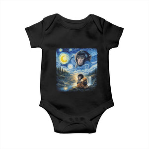 Punch Mokey Baby Onesie Viral Baby Monkey Starry Night Van Gogh TS14 Black Print Your Wear