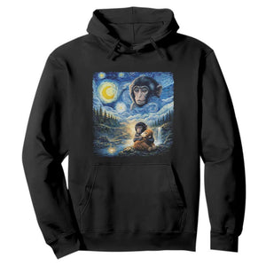 Punch Mokey Hoodie Viral Baby Monkey Starry Night Van Gogh TS14 Black Print Your Wear