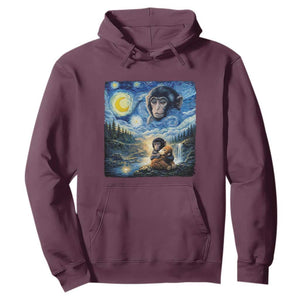 Punch Mokey Hoodie Viral Baby Monkey Starry Night Van Gogh TS14 Maroon Print Your Wear