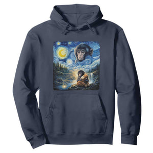 Punch Mokey Hoodie Viral Baby Monkey Starry Night Van Gogh TS14 Navy Print Your Wear
