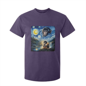 Punch Mokey T Shirt For Kid Viral Baby Monkey Starry Night Van Gogh TS14 Purple Print Your Wear