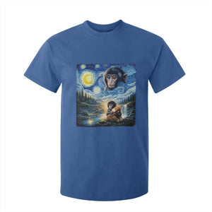Punch Mokey T Shirt For Kid Viral Baby Monkey Starry Night Van Gogh TS14 Royal Blue Print Your Wear