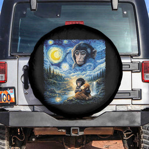 Punch Mokey Spare Tire Cover Viral Baby Monkey Starry Night Van Gogh TS14 No hole Black Print Your Wear