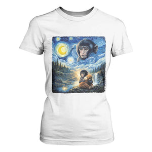 Punch Mokey T Shirt For Women Viral Baby Monkey Starry Night Van Gogh TS14 White Print Your Wear
