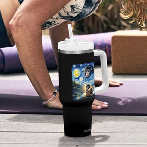 Punch Mokey Tumbler With Handle Viral Baby Monkey Starry Night Van Gogh TS14 Print Your Wear