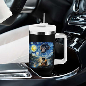 Punch Mokey Tumbler With Handle Viral Baby Monkey Starry Night Van Gogh TS14 Print Your Wear