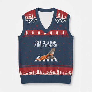 Punch Mokey Meme V-Neck Knit Sweater Vest Some Of Us Need a Little Extra Love TS14 Navy Red Print Your Wear