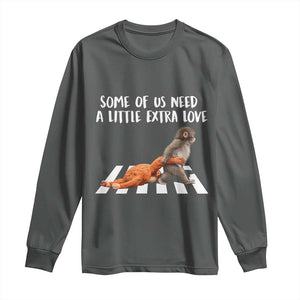 Punch Mokey Meme Long Sleeve Shirt Some Of Us Need a Little Extra Love TS14 Dark Heather Print Your Wear