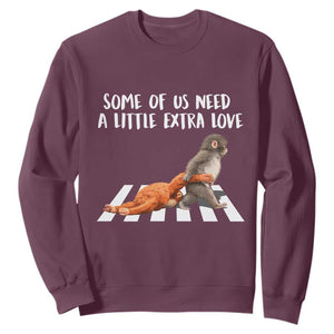 Punch Mokey Meme Sweatshirt Some Of Us Need a Little Extra Love TS14 Maroon Print Your Wear