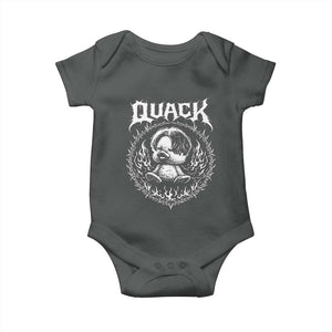 Funny Duck Metal Concert Baby Onesie Rock Music Quack Meme TS14 Dark Heather Print Your Wear