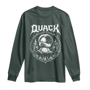 Funny Duck Metal Concert Long Sleeve Shirt Rock Music Quack Meme TS14 Dark Forest Green Print Your Wear