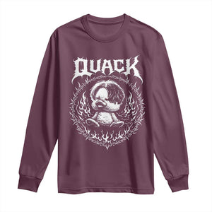 Funny Duck Metal Concert Long Sleeve Shirt Rock Music Quack Meme TS14 Maroon Print Your Wear