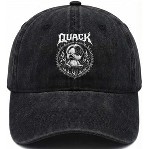Funny Duck Metal Concert Washed Cotton Baseball Cap Rock Music Quack Meme TS14 Washed Cap Universal Fit Black Print Your Wear