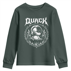 Funny Duck Metal Concert Youth Sweatshirt Rock Music Quack Meme TS14 Dark Forest Green Print Your Wear