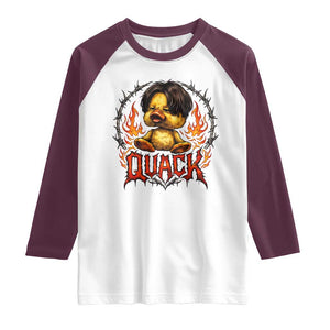 Funny Duck Metal Concert Raglan Shirt Rock Band Quack Meme TS14 White Maroon Print Your Wear