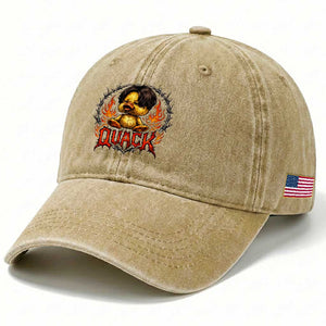 Funny Duck Metal Concert Washed Cotton Baseball Cap Rock Band Quack Meme TS14 Print Your Wear