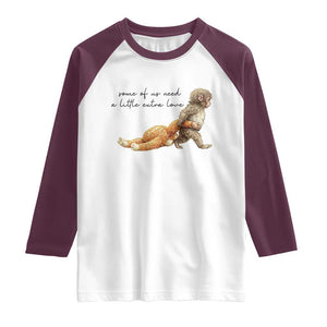 Punch Mokey Raglan Shirt Viral Trend Baby Monkey Meme TS14 White Maroon Print Your Wear