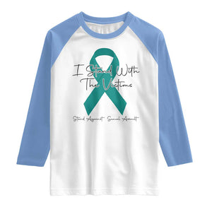 Sexual Assault Awareness Raglan Shirt I Stand With The Victims TS14 White Carolina Blue Print Your Wear