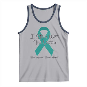 Sexual Assault Awareness Tank Top I Stand With The Victims TS14 Athletic Heather Navy Print Your Wear