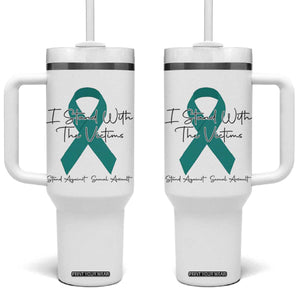 Sexual Assault Awareness Tumbler With Handle I Stand With The Victims TS14 One Size: 40 oz White Print Your Wear