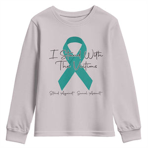 Sexual Assault Awareness Youth Sweatshirt I Stand With The Victims TS14 Ice Gray Print Your Wear
