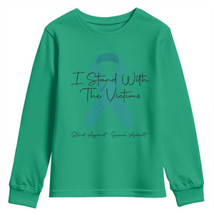 Sexual Assault Awareness Youth Sweatshirt I Stand With The Victims TS14 Irish Green Print Your Wear