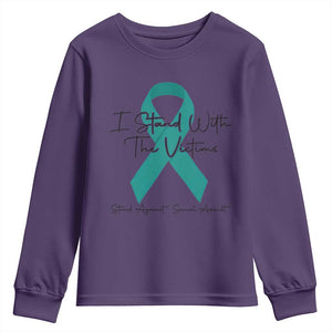 Sexual Assault Awareness Youth Sweatshirt I Stand With The Victims TS14 Purple Print Your Wear