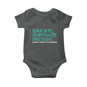 Sexual Assault Awareness Baby Onesie Educate Empower Prevent TS14 Dark Heather Print Your Wear