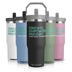 Sexual Assault Awareness Flip Straw Tumbler Educate Empower Prevent TS14 Print Your Wear