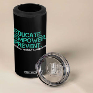 Sexual Assault Awareness 4 in 1 Can Cooler Tumbler Educate Empower Prevent TS14 Print Your Wear