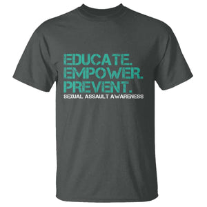 Sexual Assault Awareness T Shirt Educate Empower Prevent TS14 Dark Heather Print Your Wear