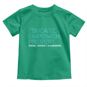 Sexual Assault Awareness Toddler T Shirt Educate Empower Prevent TS14 Irish Green Print Your Wear