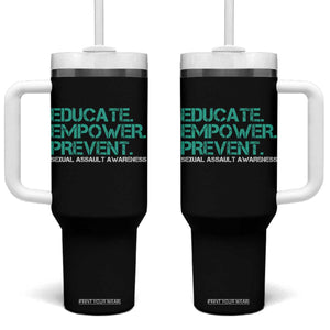 Sexual Assault Awareness Tumbler With Handle Educate Empower Prevent TS14 One Size: 40 oz Black Print Your Wear