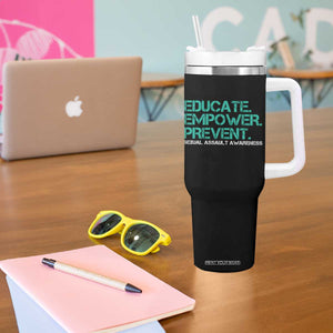 Sexual Assault Awareness Tumbler With Handle Educate Empower Prevent TS14 Print Your Wear