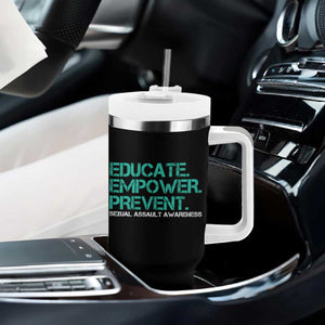 Sexual Assault Awareness Tumbler With Handle Educate Empower Prevent TS14 Print Your Wear