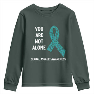 Sexual Assault Awareness Youth Sweatshirt You Are Not Alone TS14 Dark Forest Green Print Your Wear