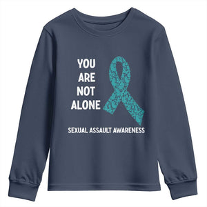 Sexual Assault Awareness Youth Sweatshirt You Are Not Alone TS14 Navy Print Your Wear