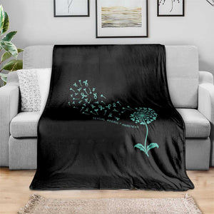Sexual Assault Awareness Throw Blanket Teal Dandelion Ribbons TS14 Print Your Wear