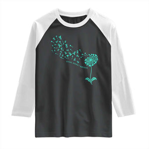 Sexual Assault Awareness Raglan Shirt Teal Dandelion Ribbons TS14 Black White Print Your Wear