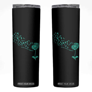 Sexual Assault Awareness Skinny Tumbler Teal Dandelion Ribbons TS14 Black Print Your Wear