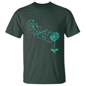 Sexual Assault Awareness T Shirt Teal Dandelion Ribbons TS14 Dark Forest Green Print Your Wear