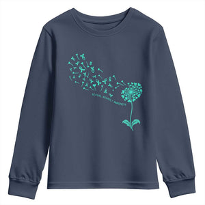 Sexual Assault Awareness Youth Sweatshirt Teal Dandelion Ribbons TS14 Navy Print Your Wear