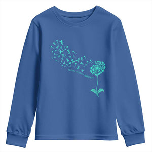 Sexual Assault Awareness Youth Sweatshirt Teal Dandelion Ribbons TS14 Royal Blue Print Your Wear
